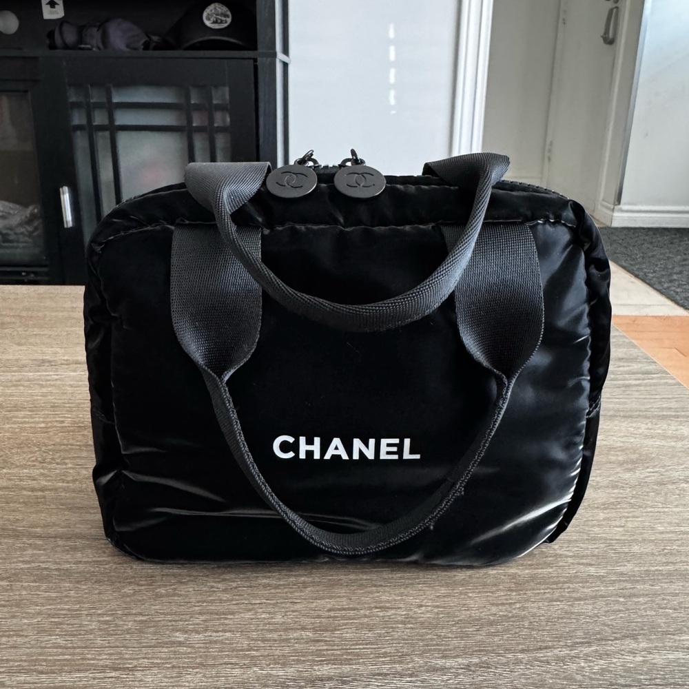 CHANEL Beauty Black Puff Cosmetic Bag